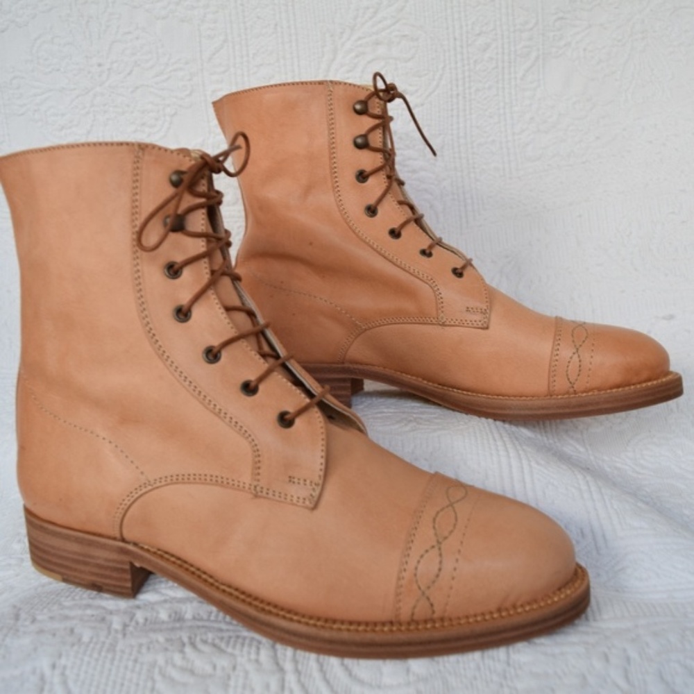 BUTTERO Crazy Horse Packer Lace-Up Western Boots